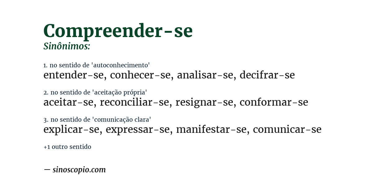 Sinônimo de compreender-se