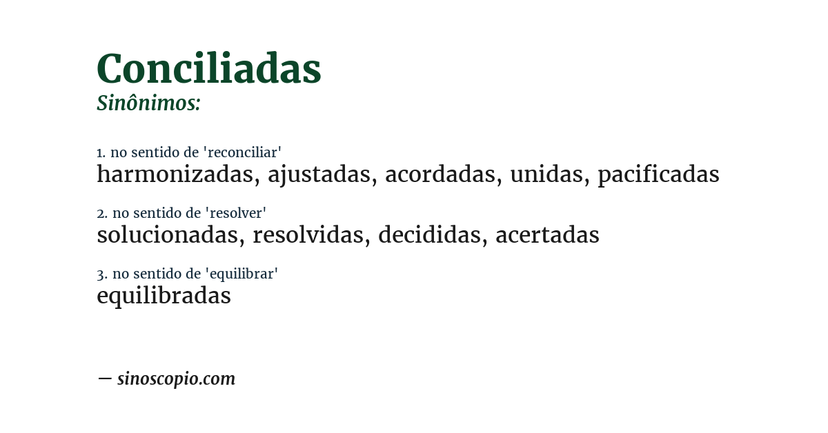 Sinônimo de conciliadas