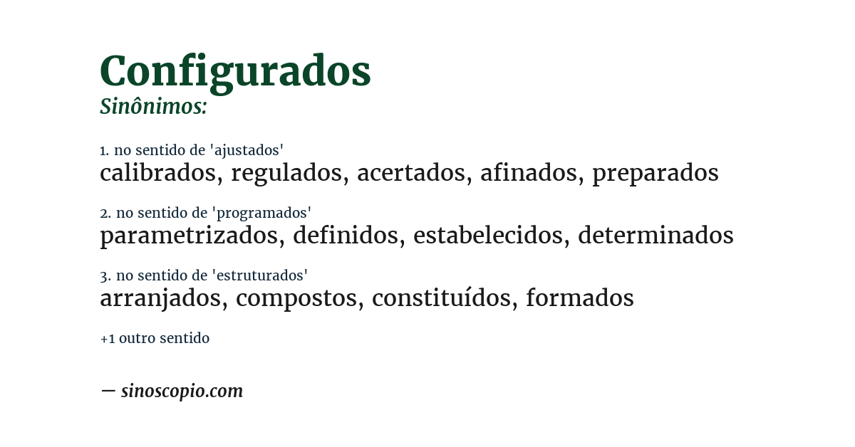 Sinônimo de configurados