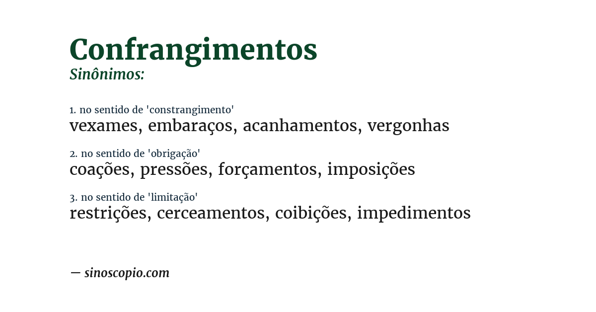Sinônimo de confrangimentos