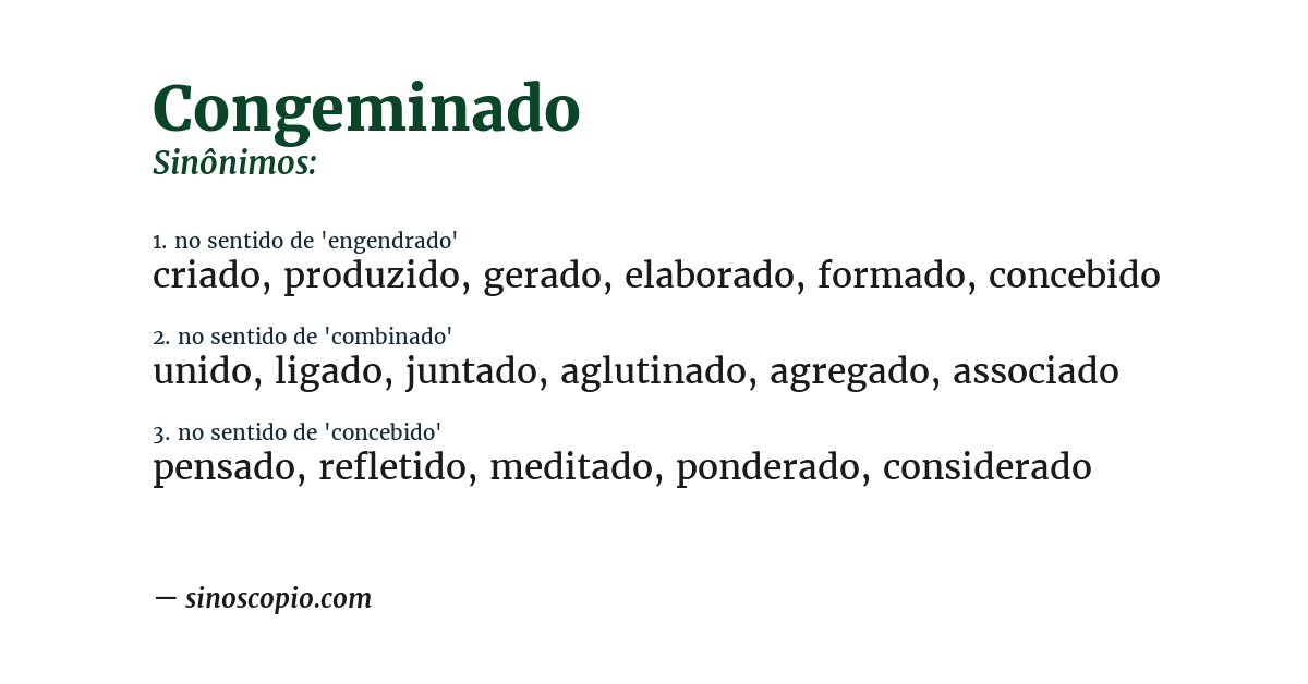 Sinônimo de congeminado