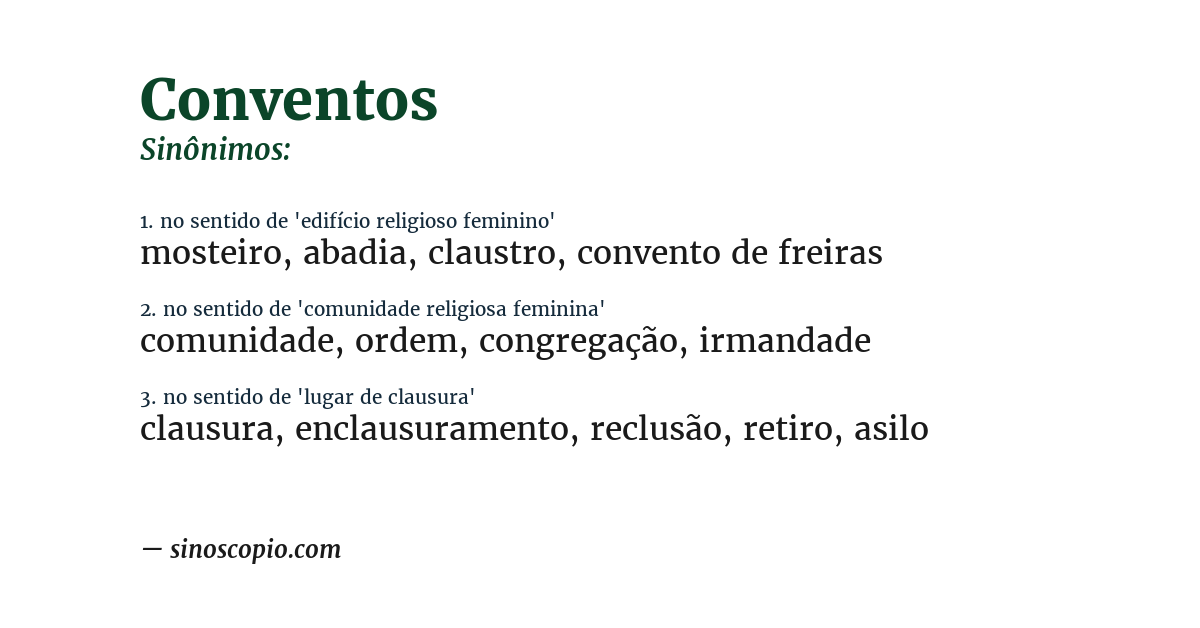 Sinônimo de conventos