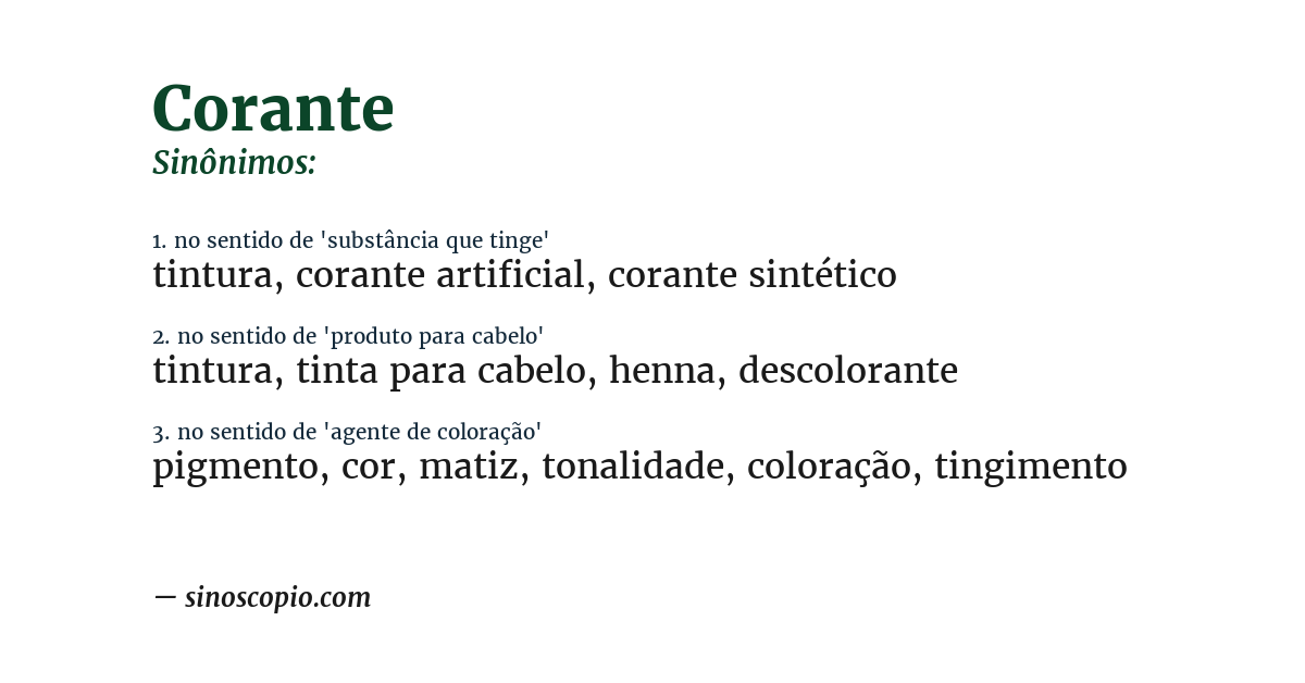Sinônimo de corante