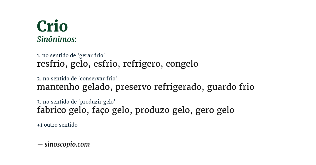 Sinônimo de crio