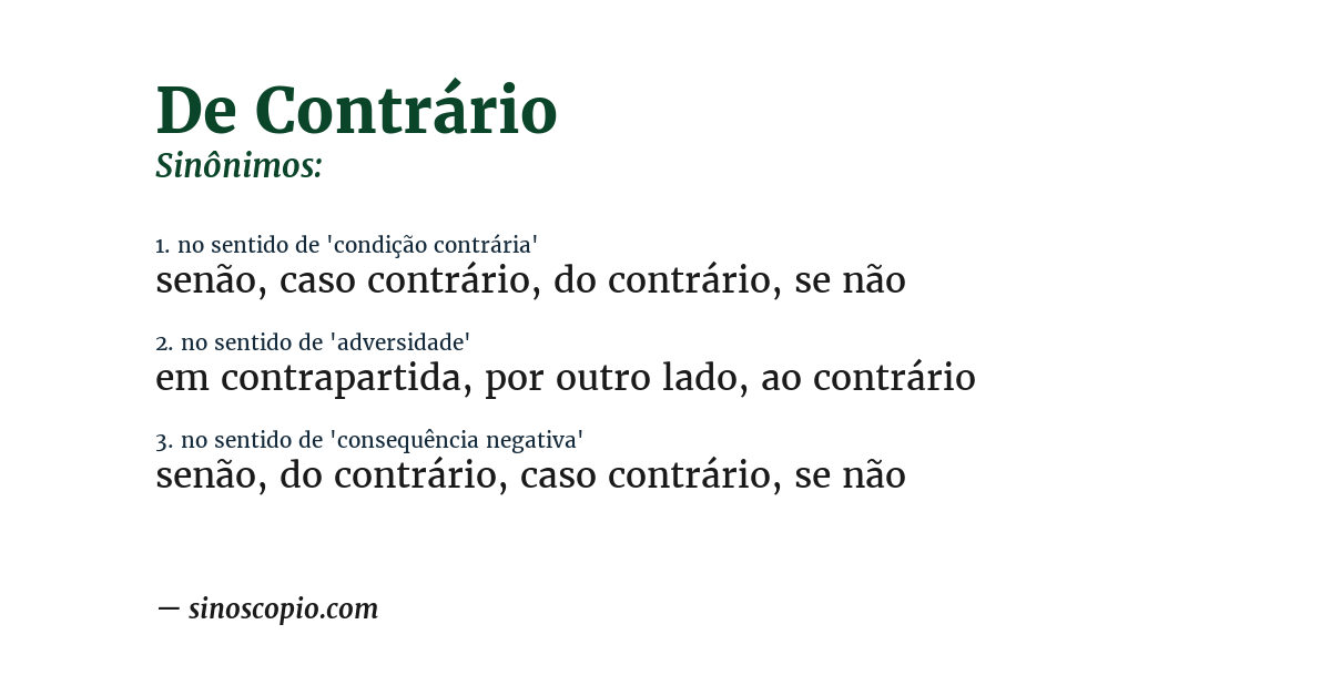 Sinônimo de de contrário