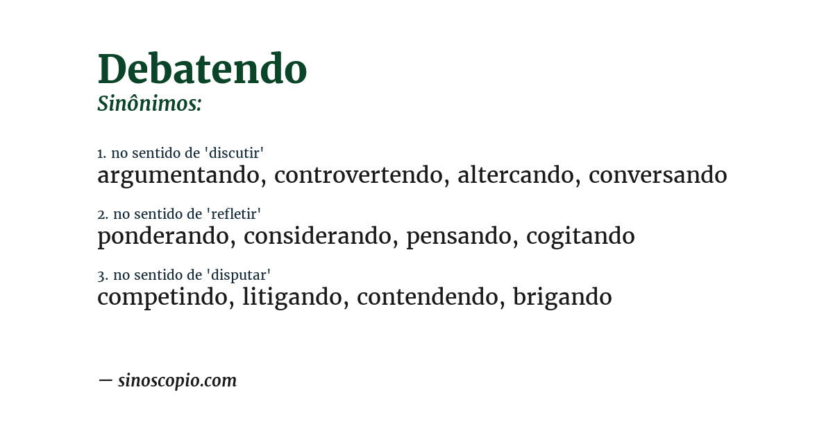 Sinônimo de debatendo