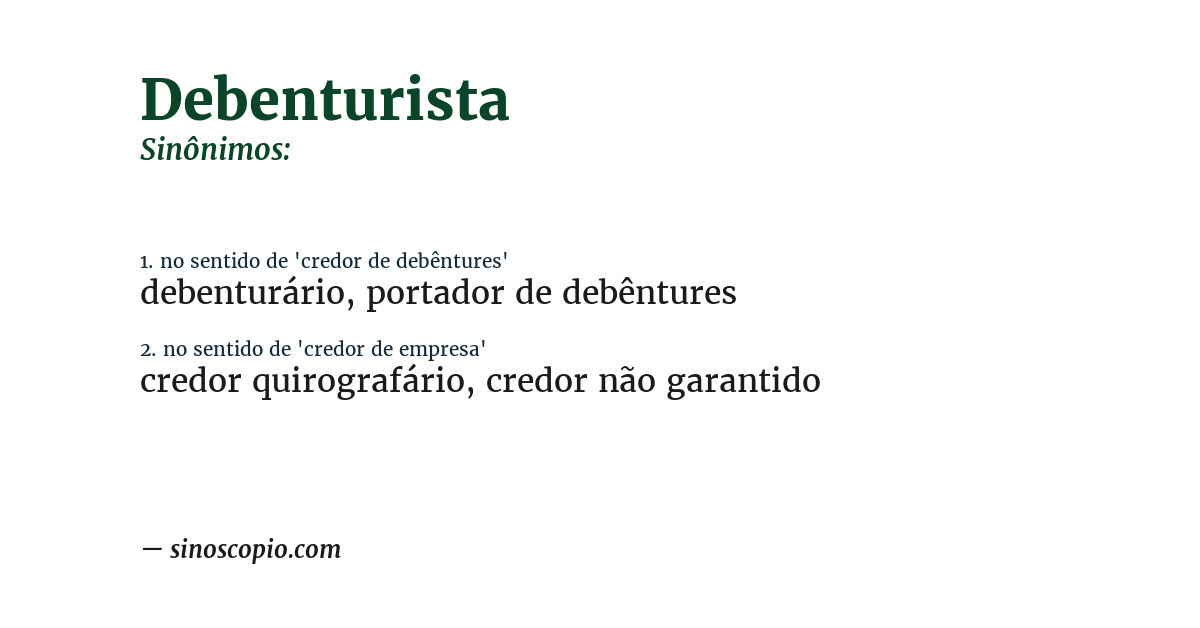 Sinônimo de debenturista
