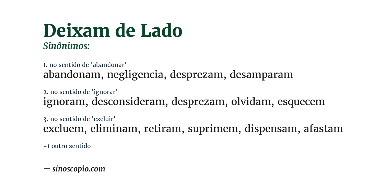 Sinônimo de deixam de lado