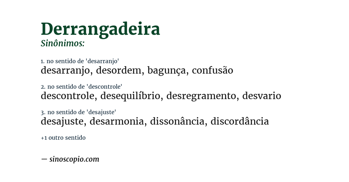 Sinônimo de derrangadeira