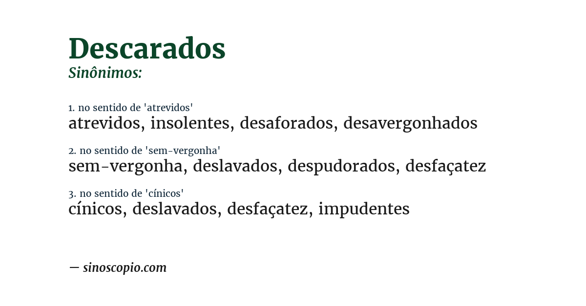Sinônimo de descarados