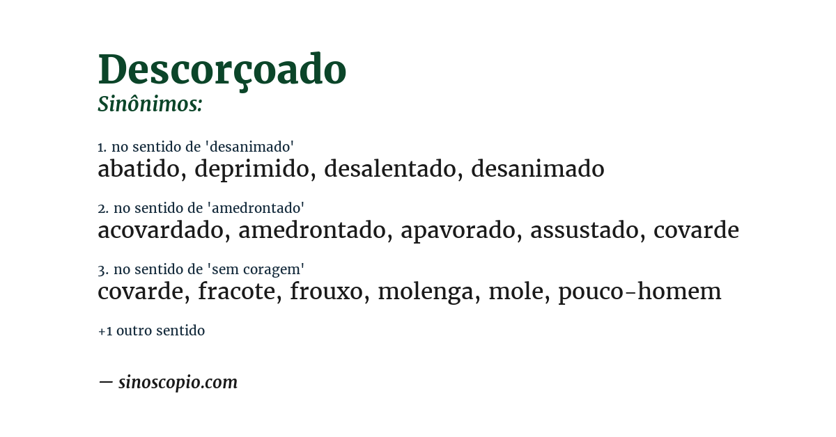 Sinônimo de descorçoado