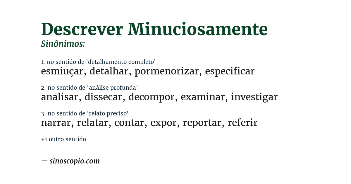 Sinônimo de descrever minuciosamente