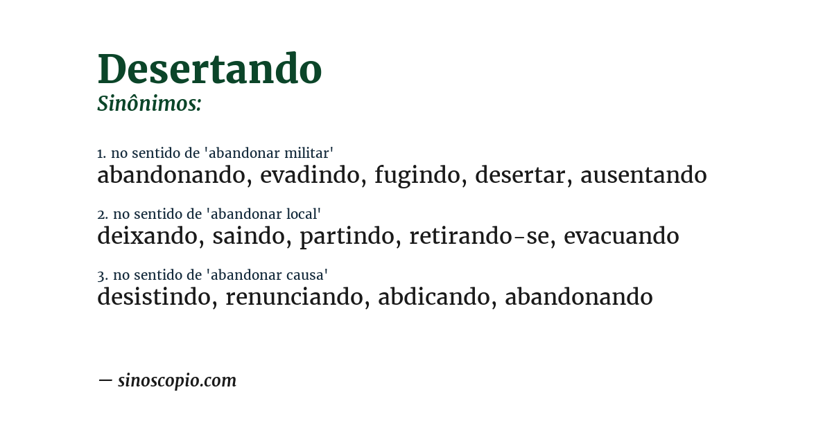 Sinônimo de desertando