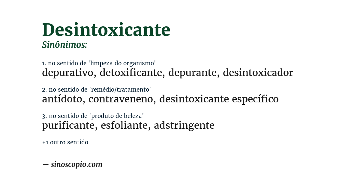 Sinônimo de desintoxicante