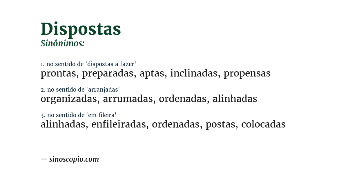 Sinônimo de dispostas