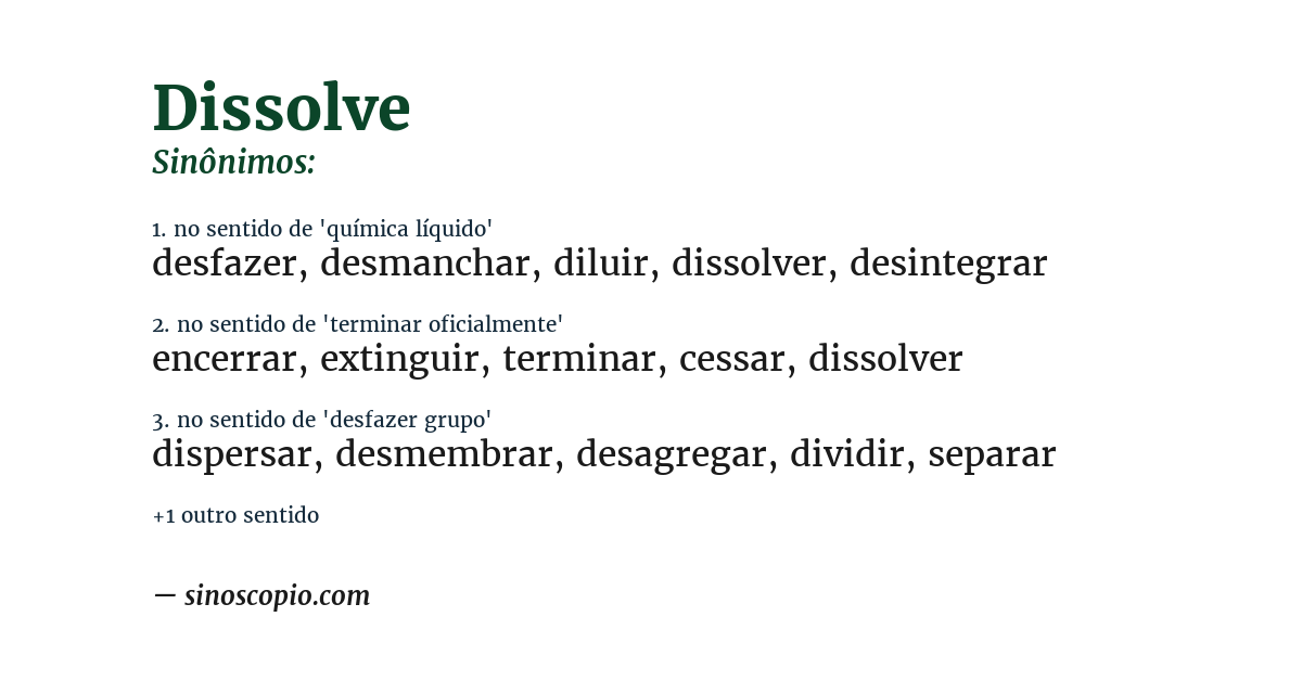 Sinônimo de dissolve