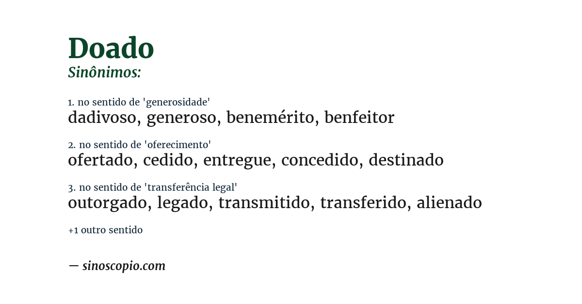 Sinônimo de doado