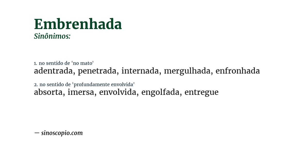 Sinônimo de embrenhada