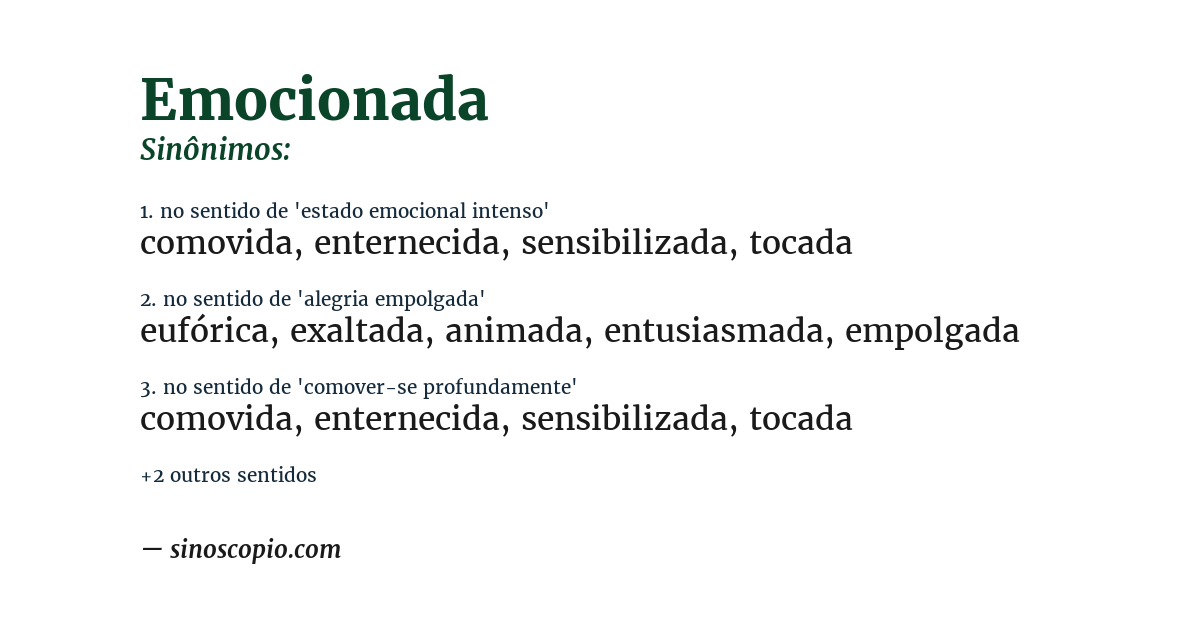 Sinônimo de emocionada