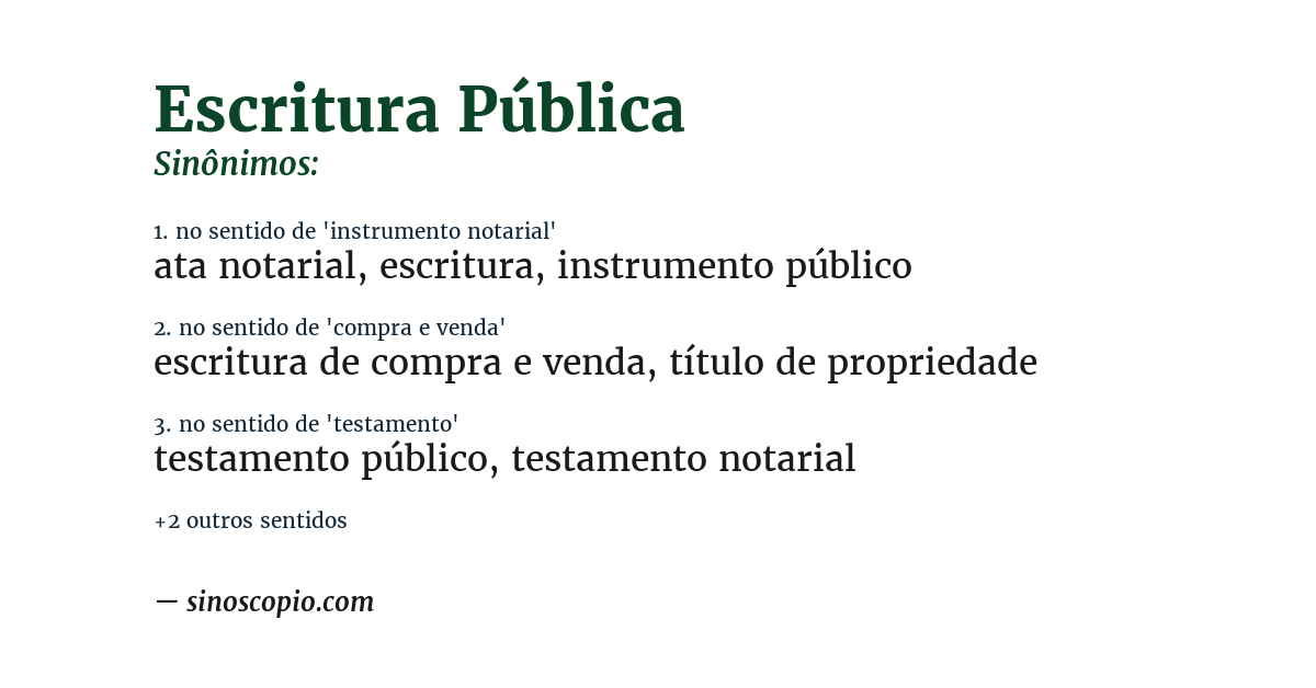 Sinônimo de escritura pública
