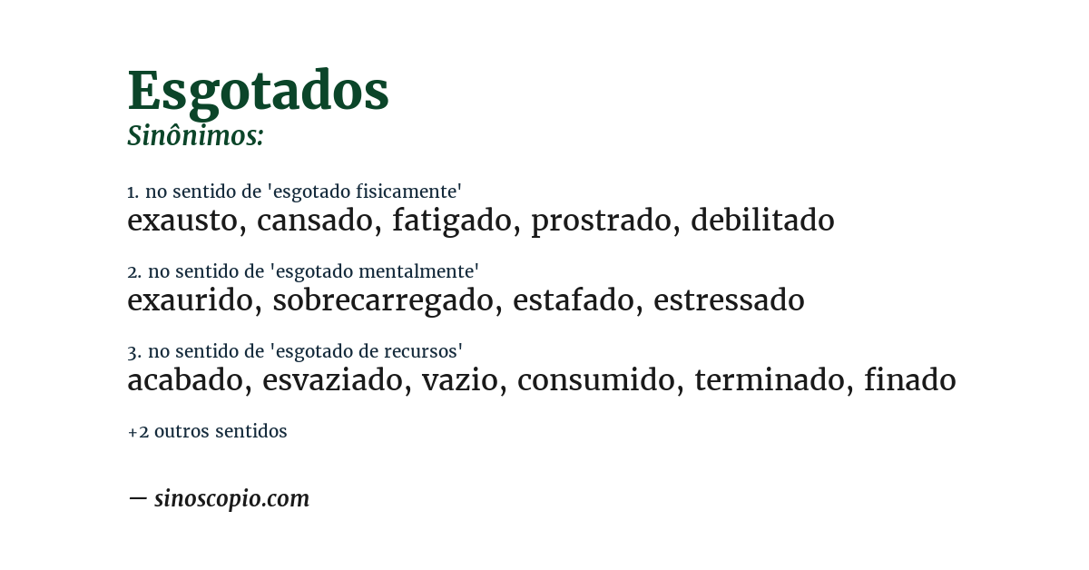 Sinônimo de esgotados