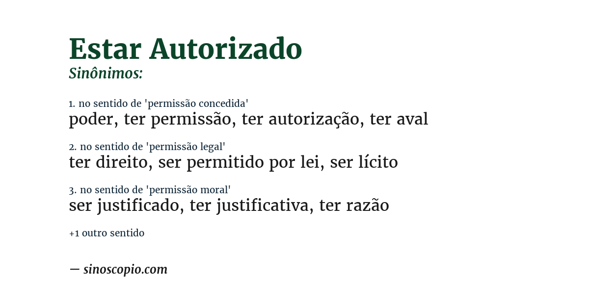 Sinônimo de estar autorizado