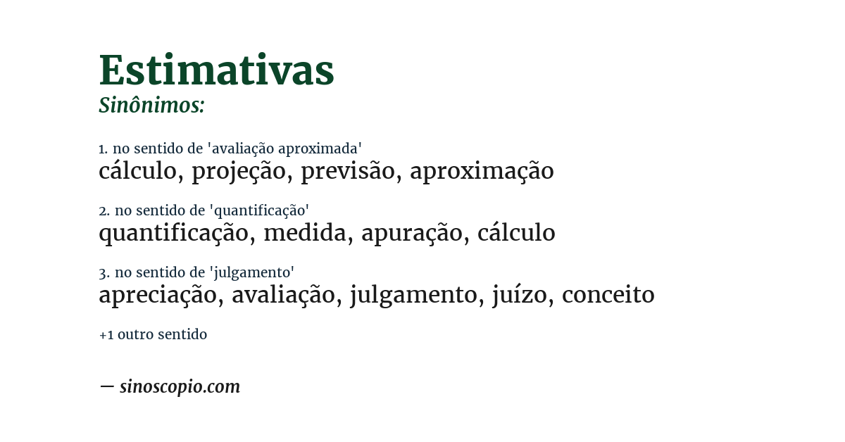 Sinônimo de estimativas