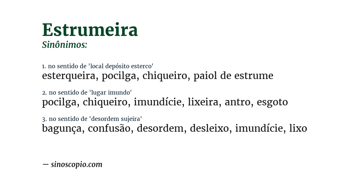 Sinônimo de estrumeira