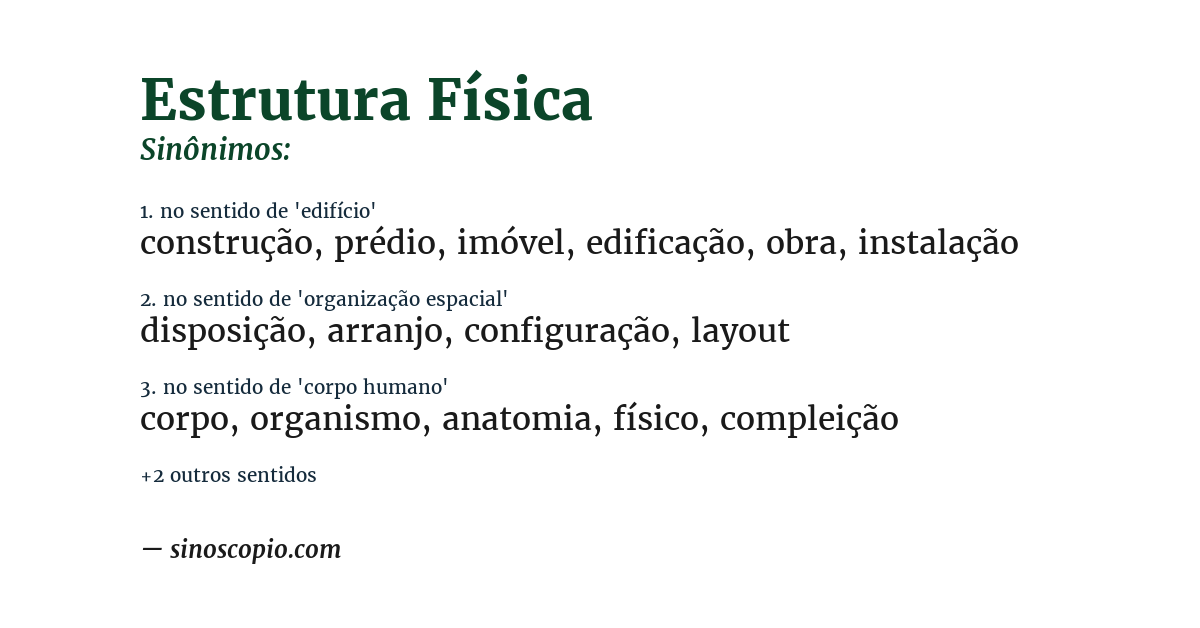 Sinônimo de estrutura física