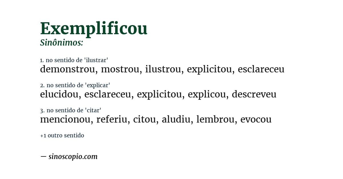Sinônimo de exemplificou