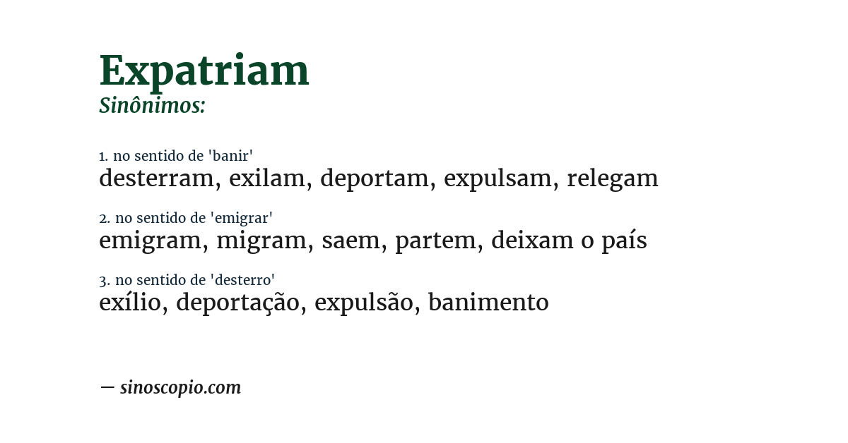 Sinônimo de expatriam