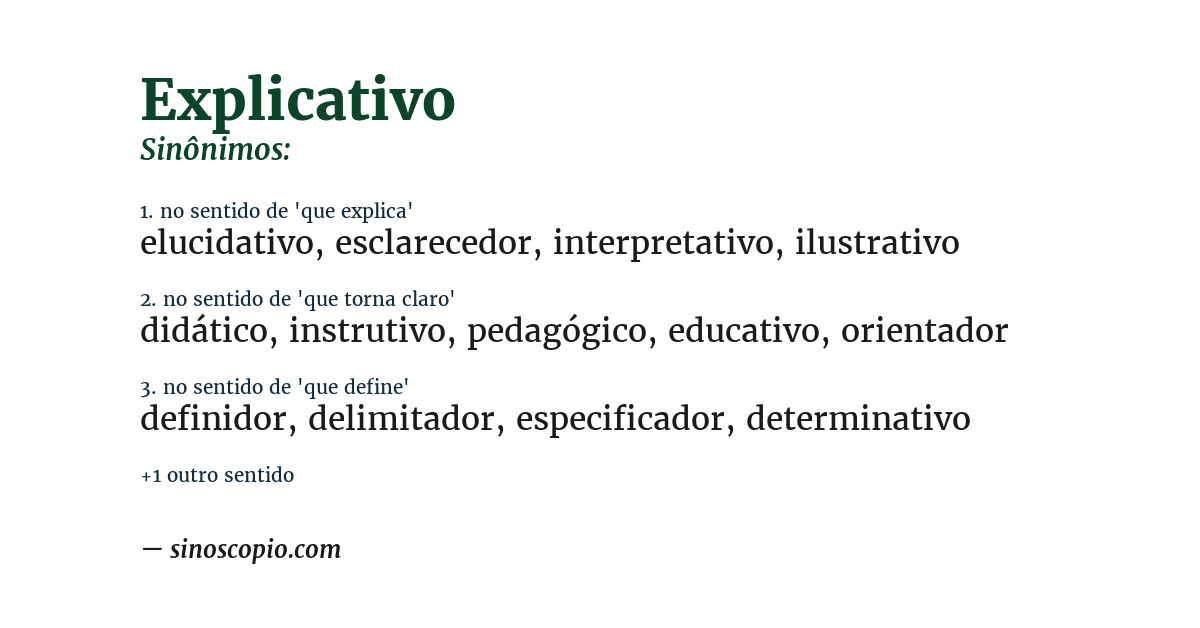 Sinônimo de explicativo