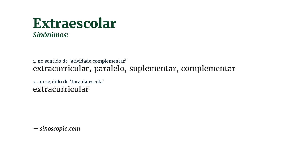 Sinônimo de extraescolar