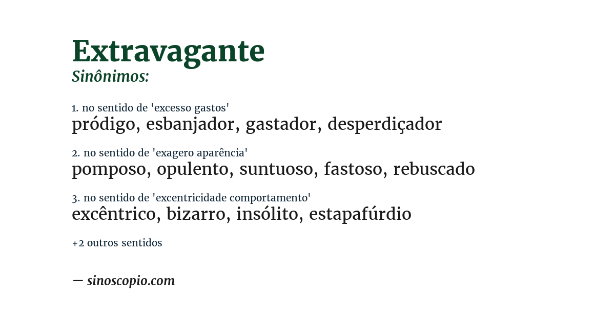 Sinônimo de extravagante