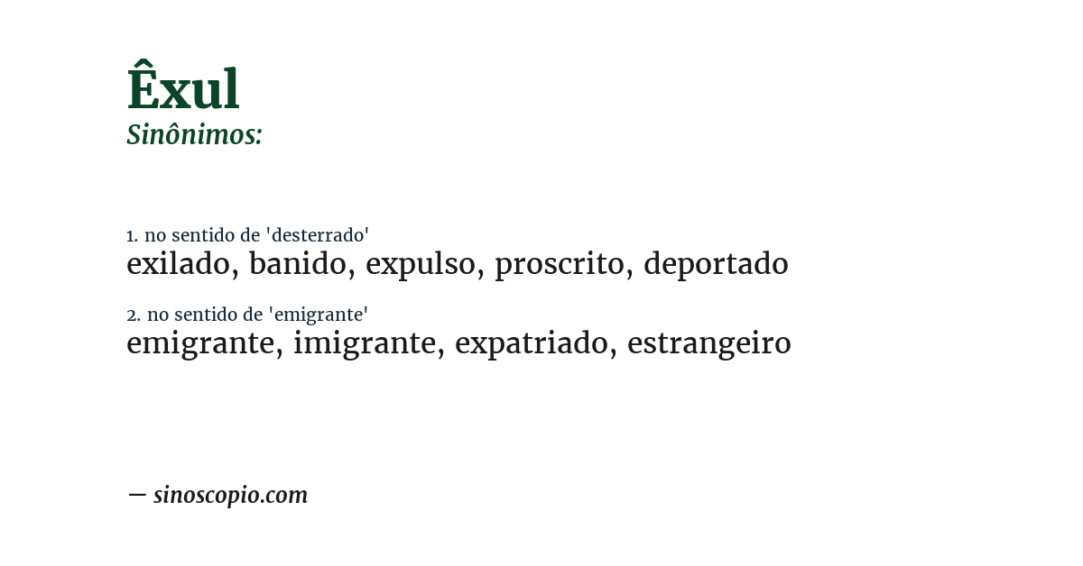 Sinônimo de êxul