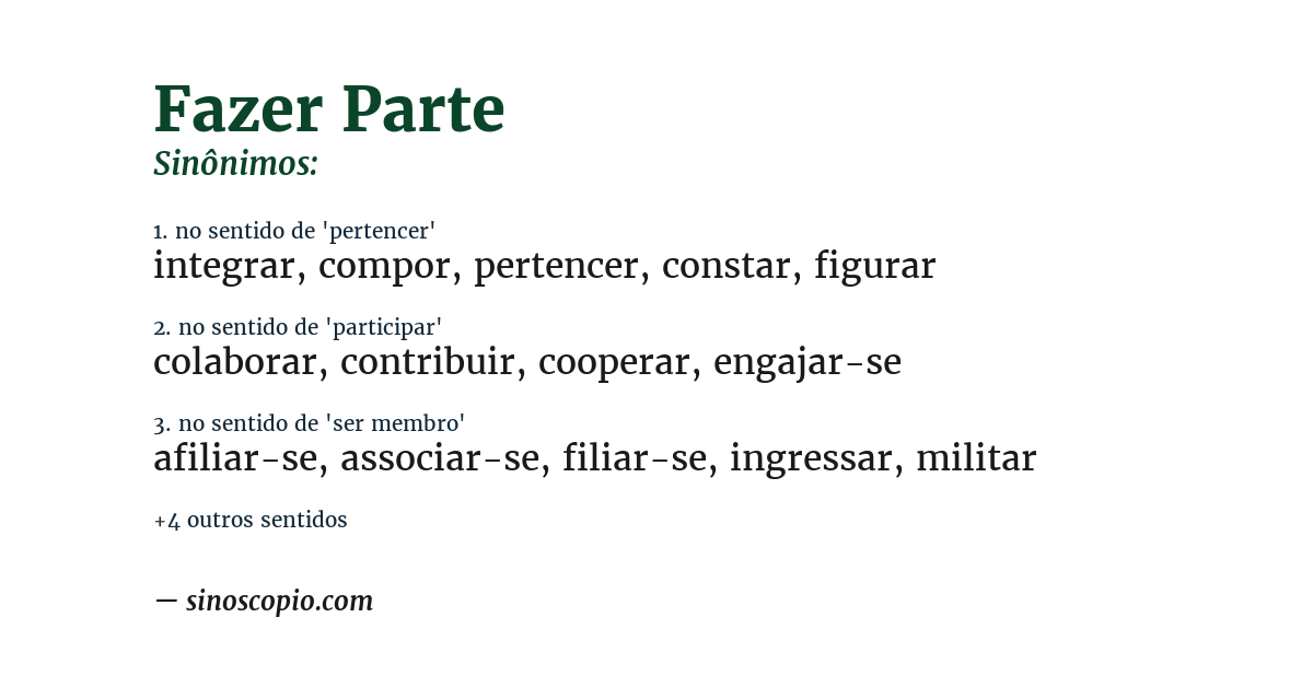 Sinônimo de fazer parte