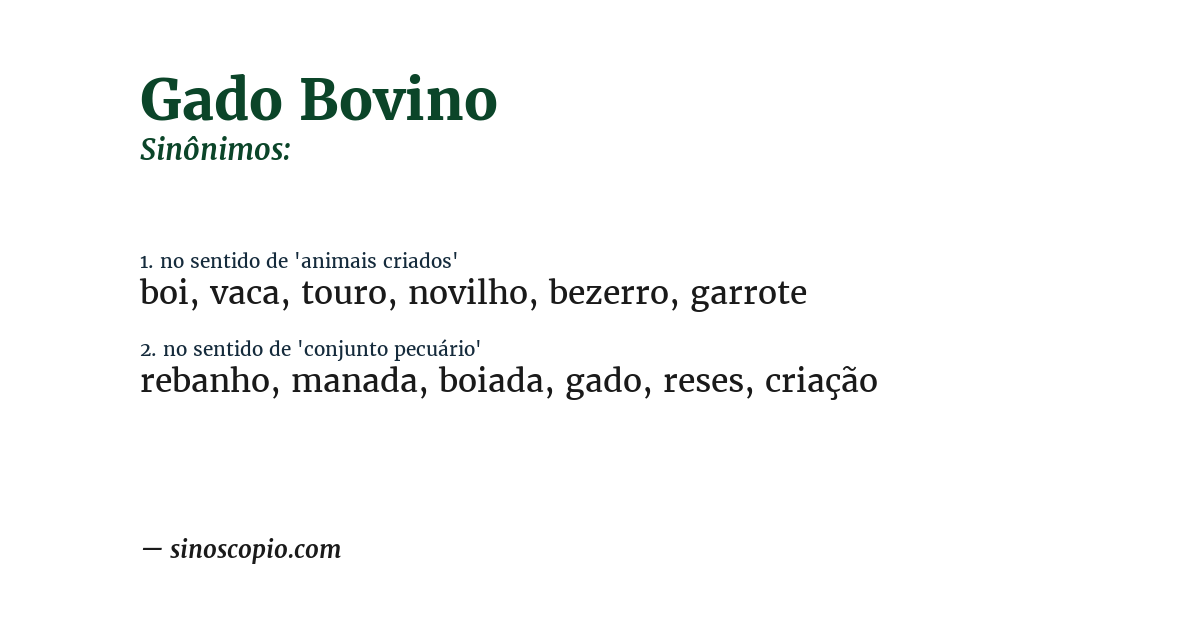 Sinônimo de gado bovino