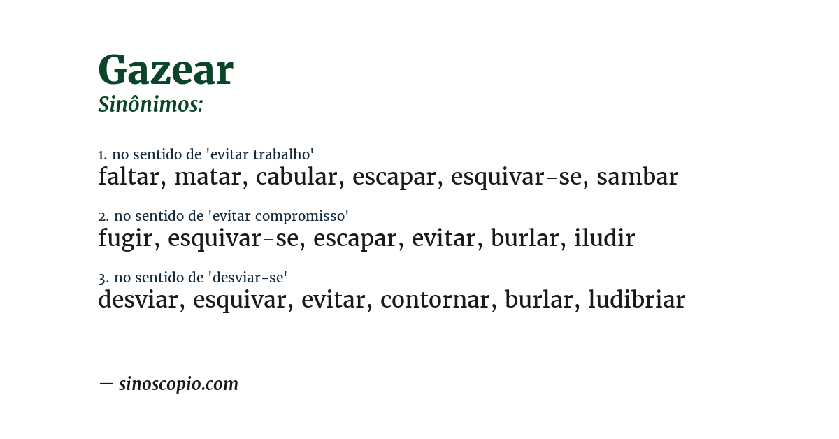 Sinônimo de gazear