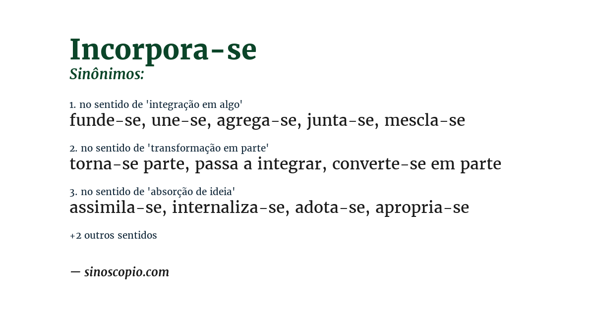 Sinônimo de incorpora-se