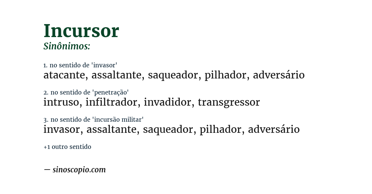 Sinônimo de incursor