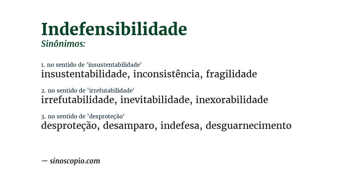Sinônimo de indefensibilidade