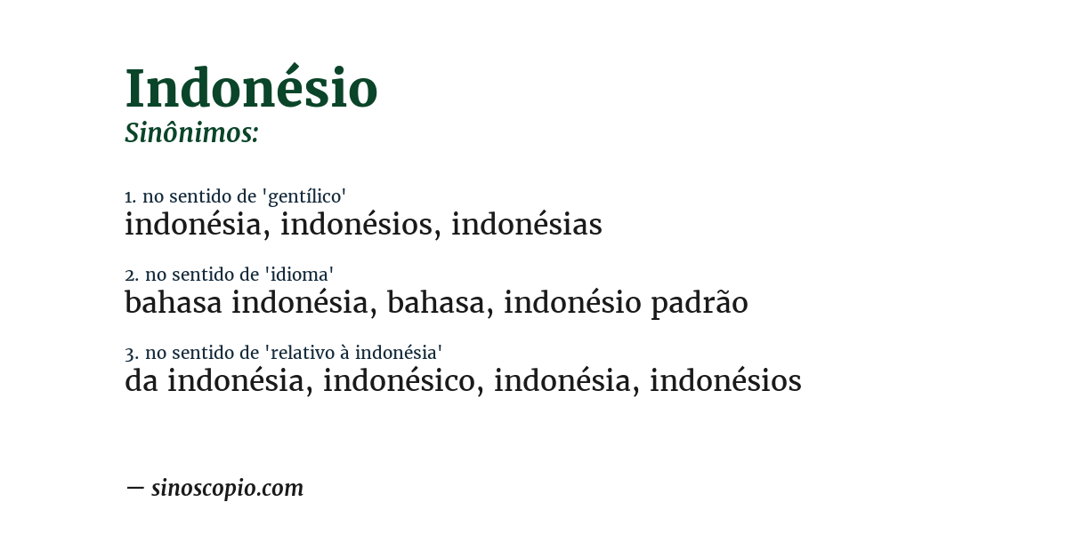 Sinônimo de indonésio