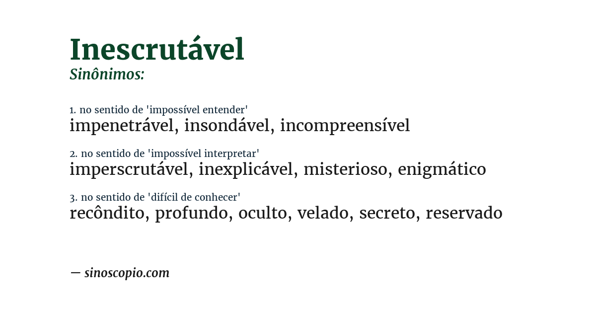 Sinônimo de inescrutável