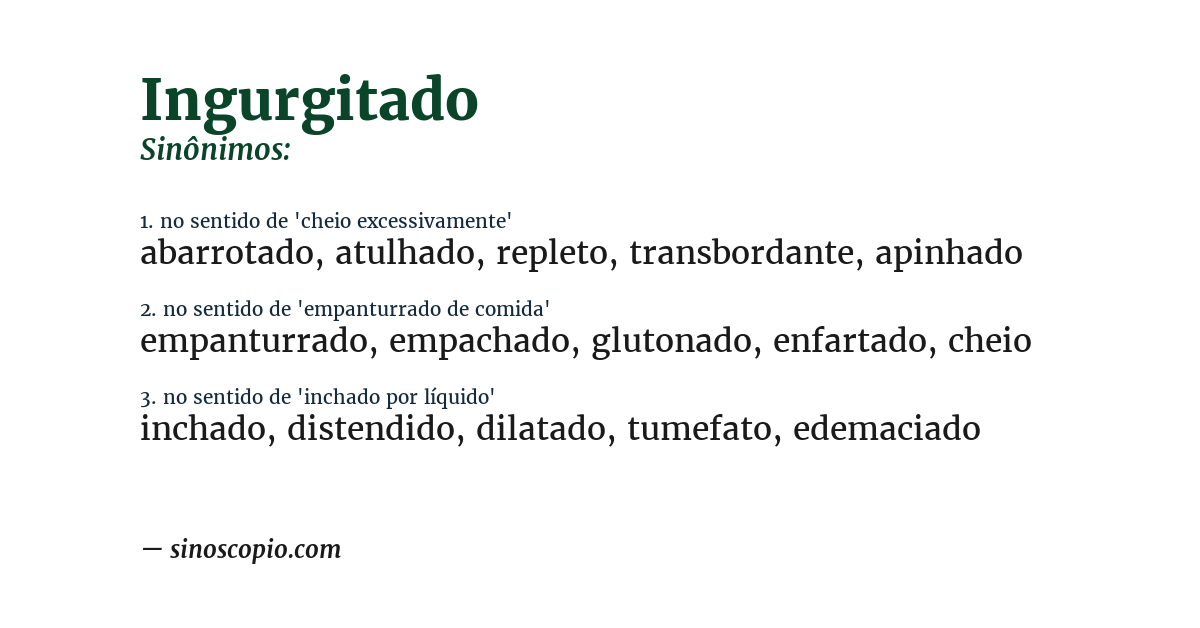 Sinônimo de ingurgitado
