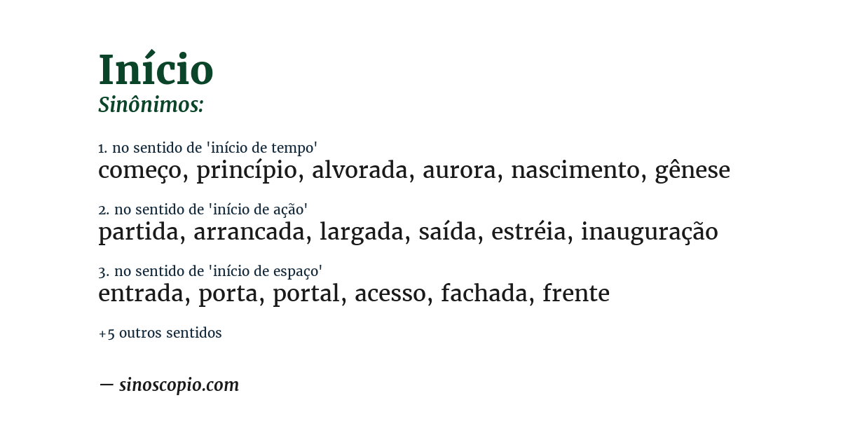 Sinônimo de início