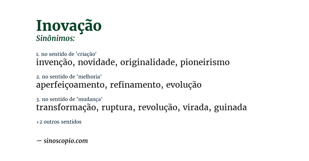 Sinônimo de inovação