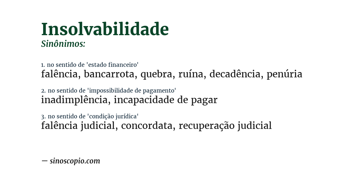 Sinônimo de insolvabilidade