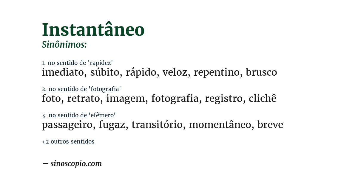 Sinônimo de instantâneo
