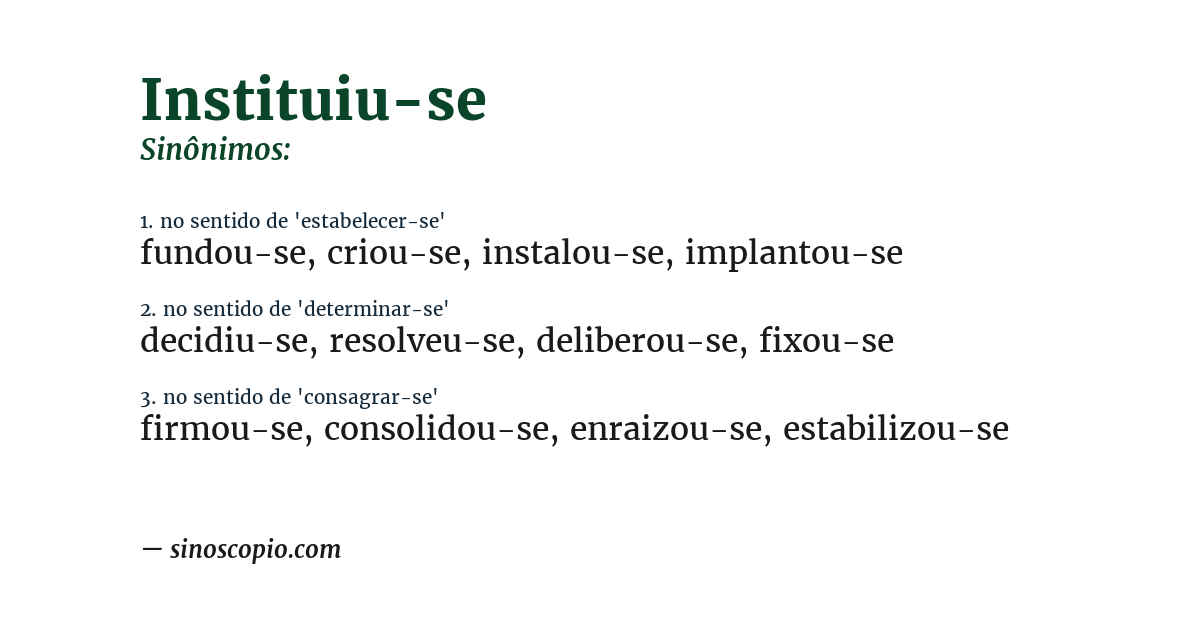 Sinônimo de instituiu-se