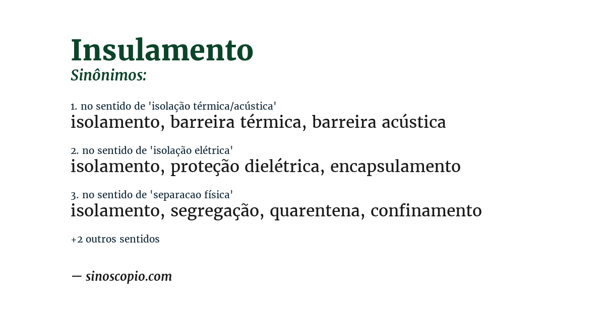 Sinônimo de insulamento